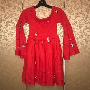 Free People Red Counting Daisies Embroidered Dress